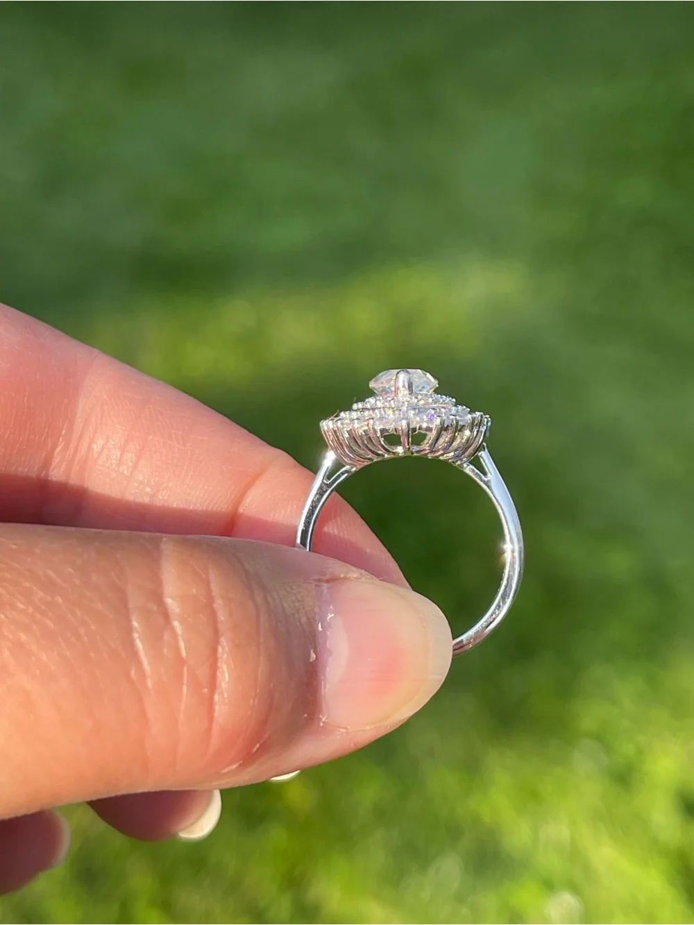Marquise Moissanite Double Halo Ring